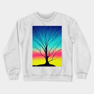 Vibrant Colored Whimsical Minimalist Lonely Tree - Abstract Minimalist Bright Colorful Nature Poster Art of a Leafless Tree Crewneck Sweatshirt